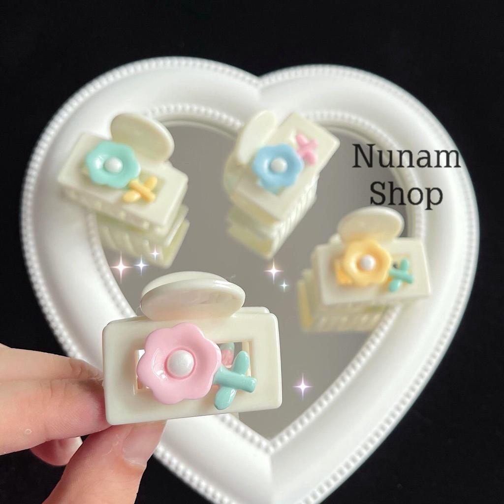 Kẹp tóc càng cua nhỏ bông hoa màu kẹo ngọt ngào cho mẹ và bé, kẹp tóc hàn quốc Nunam shop