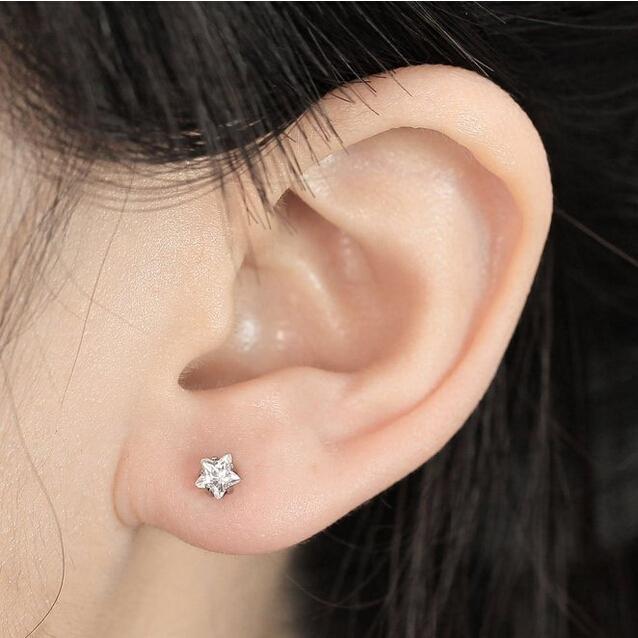 2pcs Bar Zircon   Lip Earring Stud 1.2mm