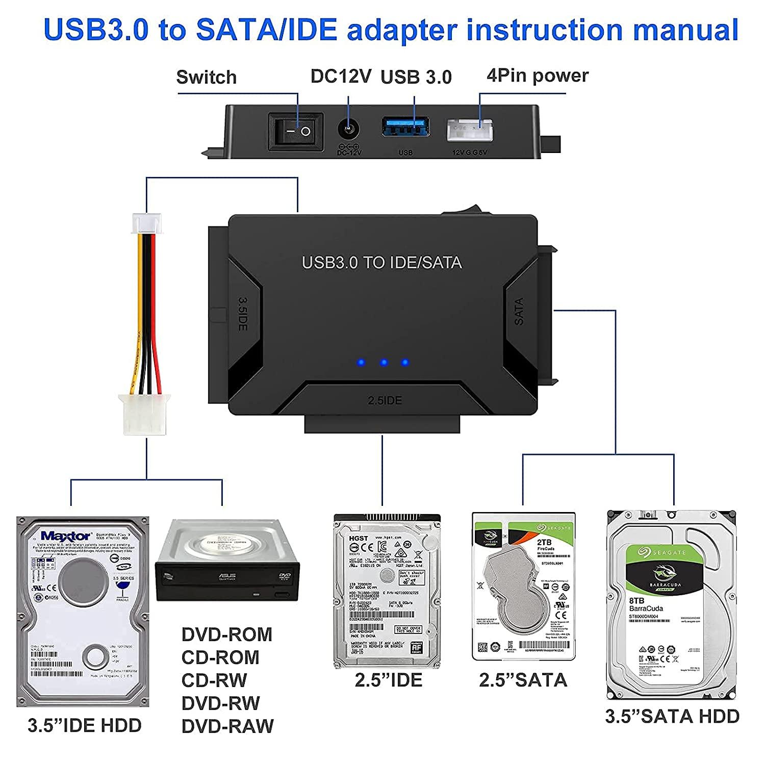 Cáp chuyển đổi bộ chuyển đổi bộ chuyển đổi đĩa cứng USB 3.0 đến SATA ID