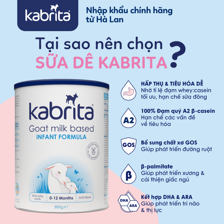 Sữa dê Kabrita số 1 cho trẻ từ 0-12 tháng - Lon 800g