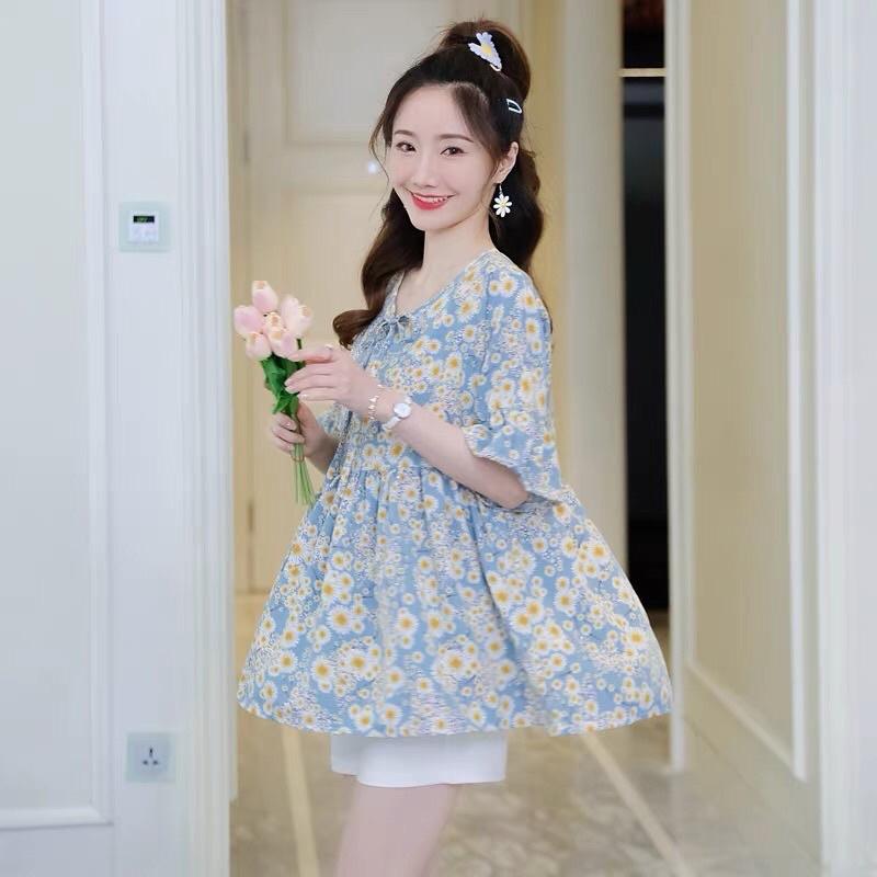 áo bầu babydoll hoa nhí nhiều màu sắc -dobauxinh