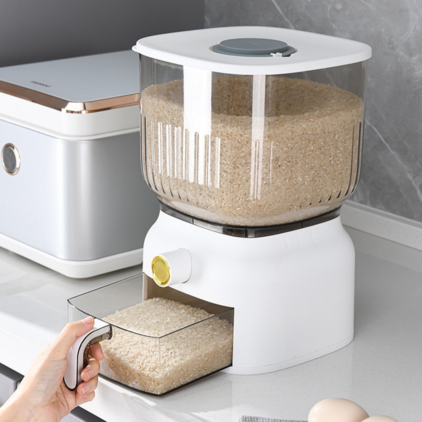 Rice Dispenser Dustproof Kitchen Storage Organizer Sealed for Beans Cereal