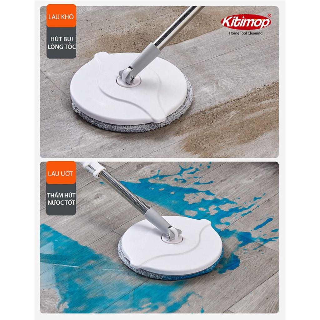 Bộ Lau Nhà Thông Minh CAO CẤP Thùng Vắt Xoay Tròn 360 Độ