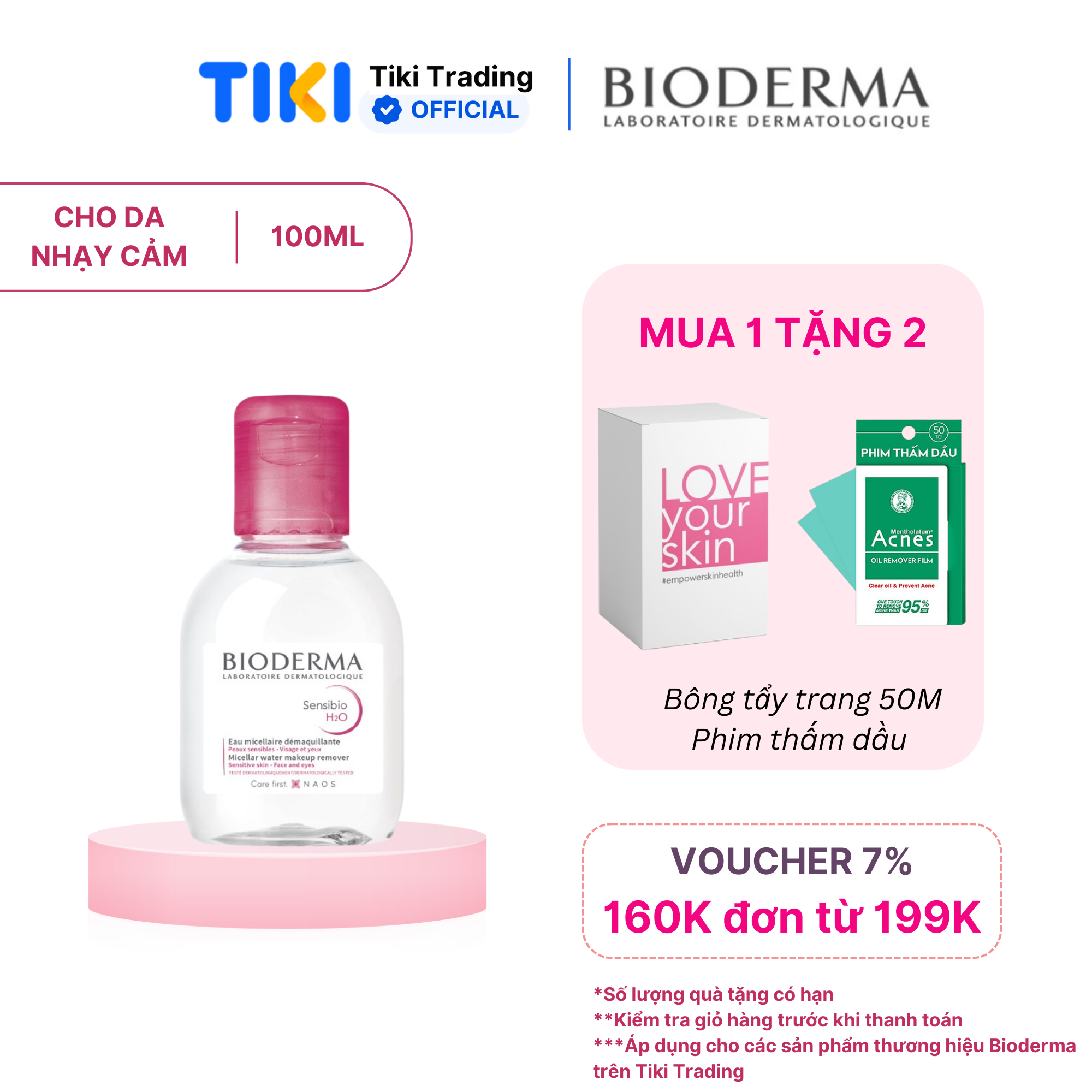 Dung dịch làm sạch và tẩy trang Micellar cho da thường và da nhạy cảm Bioderma Sensibio H2O