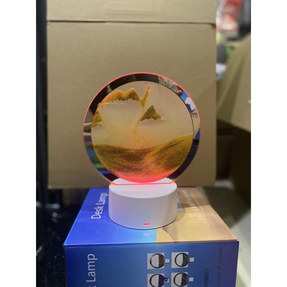 Đèn ngủ led trang trí dạng Tranh cát 3D chuyển động hình tròn 16cm cắm điện USB hoặc Dùng Pin 3AAA độc lặp
