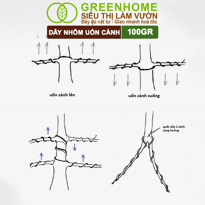 Dây Nhôm Uốn Cây Cảnh Bonsai GreenHome, Cuộn 100Gr, Mềm Dẻo Dễ Uốn, Đủ Loại Kích Thước