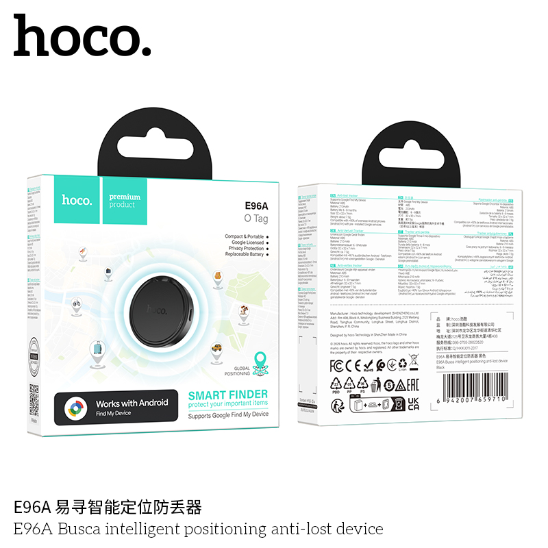 Thiết bị định vị thông minh không dây HOCO E96A Busca dành cho Android Hỗ trợ Google Find My Network chống thất lạc chìa khóa, ví tiền, xe, hành lý - Hàng chính hãng