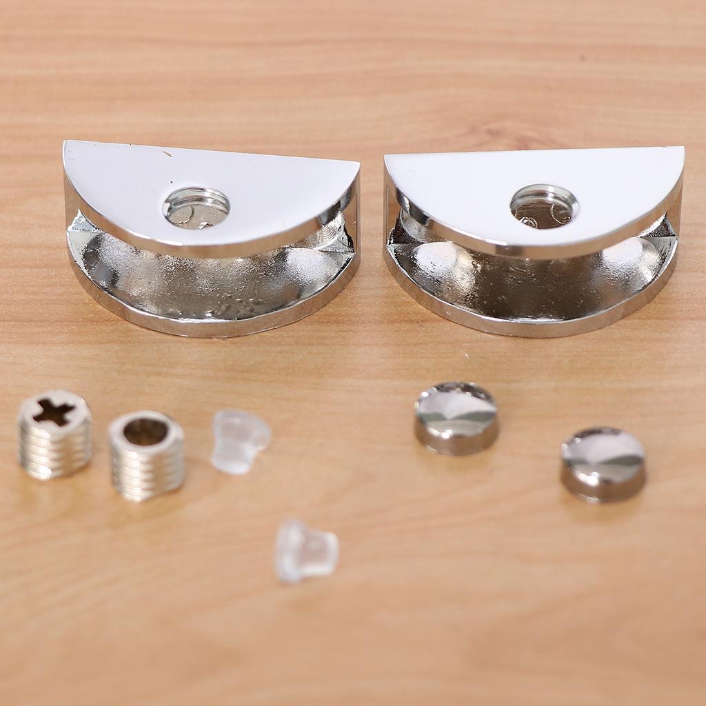 3x2pc Zinc Alloy Fixed Glass Half Circle Adjustable Glass Brackets 8-10mm