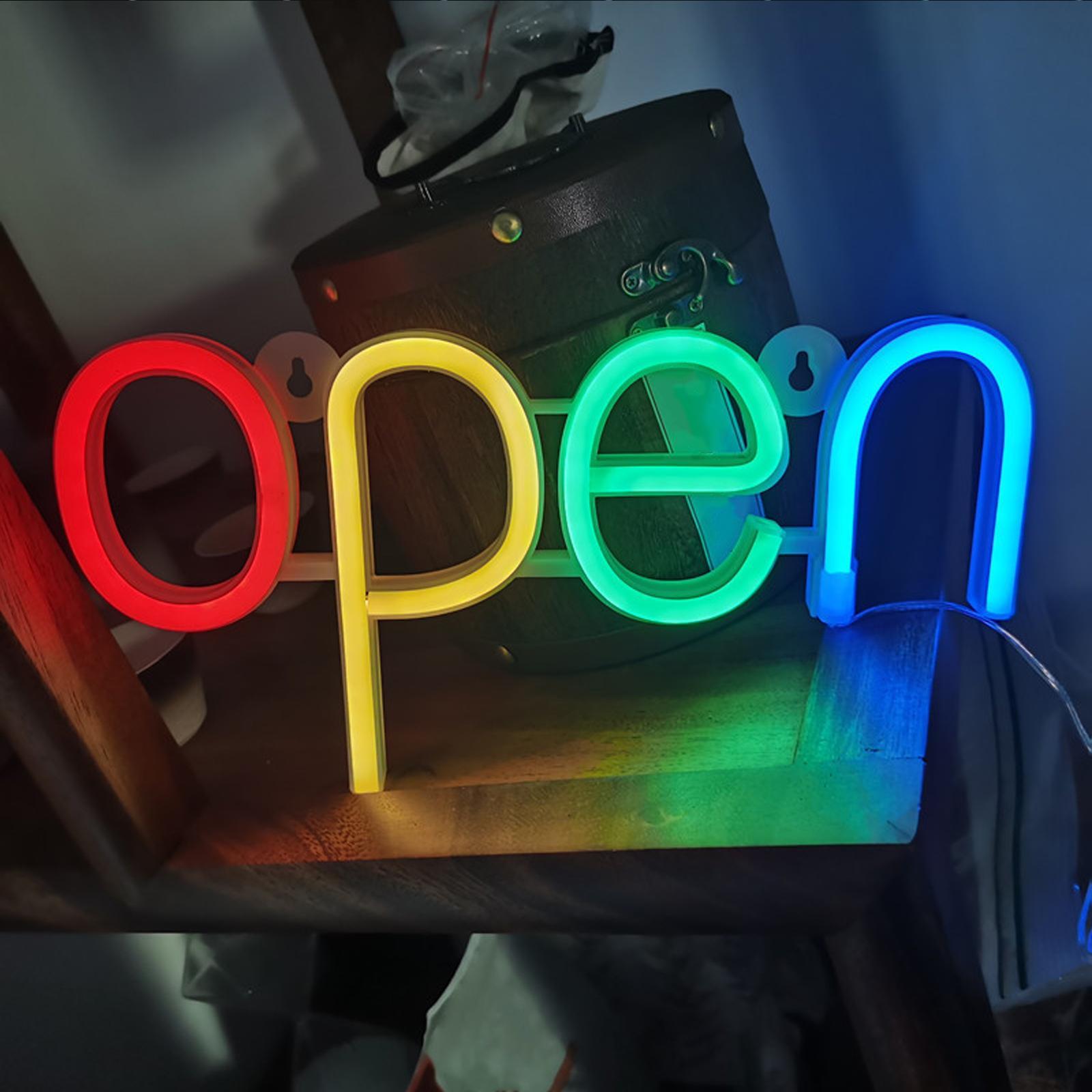 LED Open Sign Lighting Neon Lights Wall Hanging Cafe Shop Display Pub