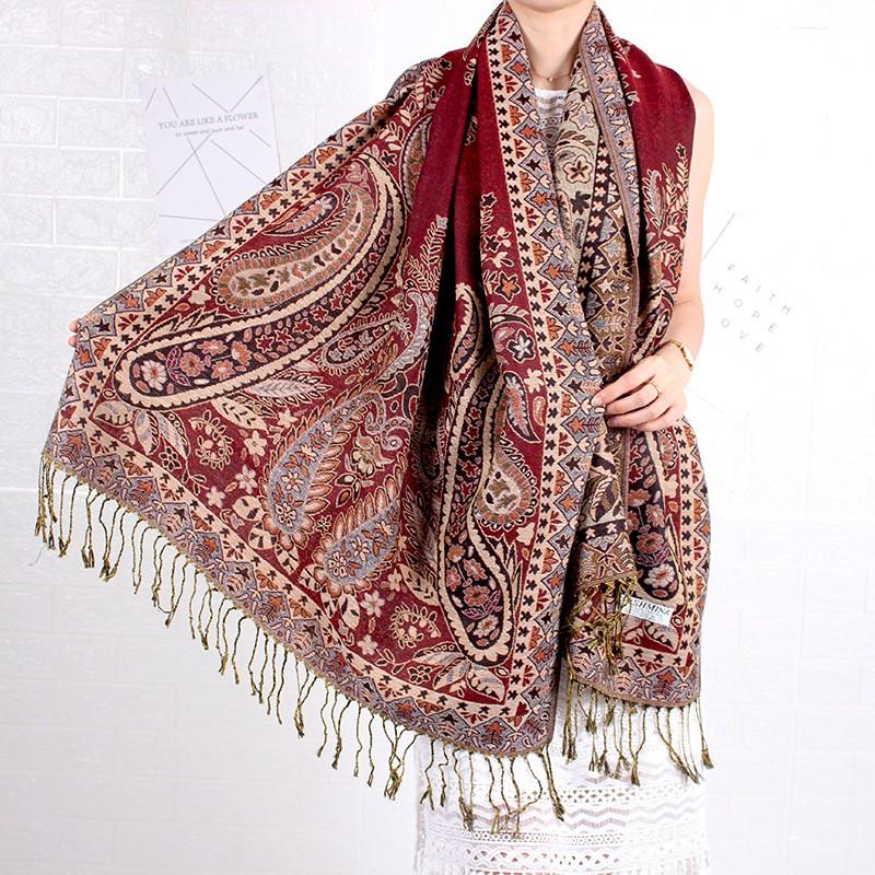 KHĂN CHOÀNG CỔ PASHMINA THỔ CẦM HOA HỒNG 06