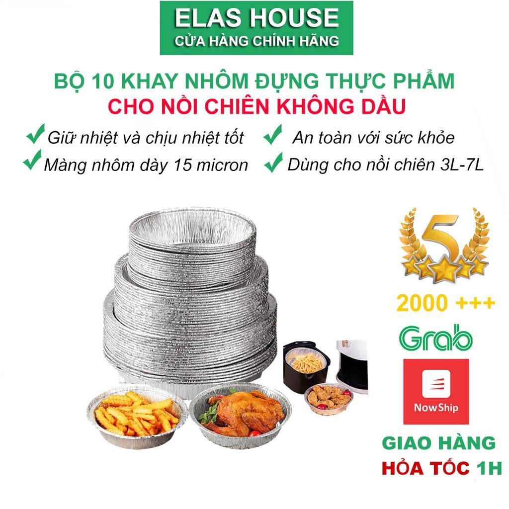 Khay nhôm đựng thực phẩm 10 chiếc khay giấy bạc dùng cho nồi chiên không dầu Elas House