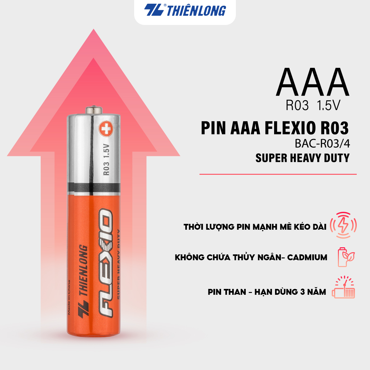 Pin loại AA/ AAA/ D Thiên Long Flexio - Hạn sử dụng siêu lâu