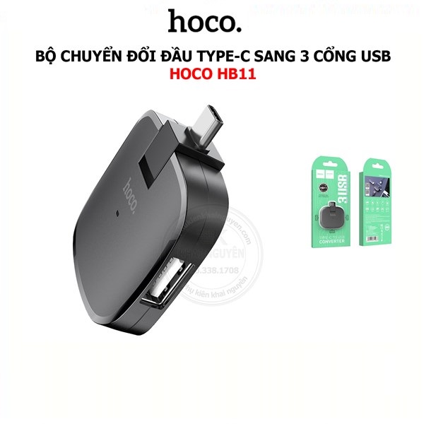 Bộ HUB Chuyển Đổi Từ Đầu TYPE-C Sang 3 Cổng USB Hoco HB11 - Hàng Chính Hãng
