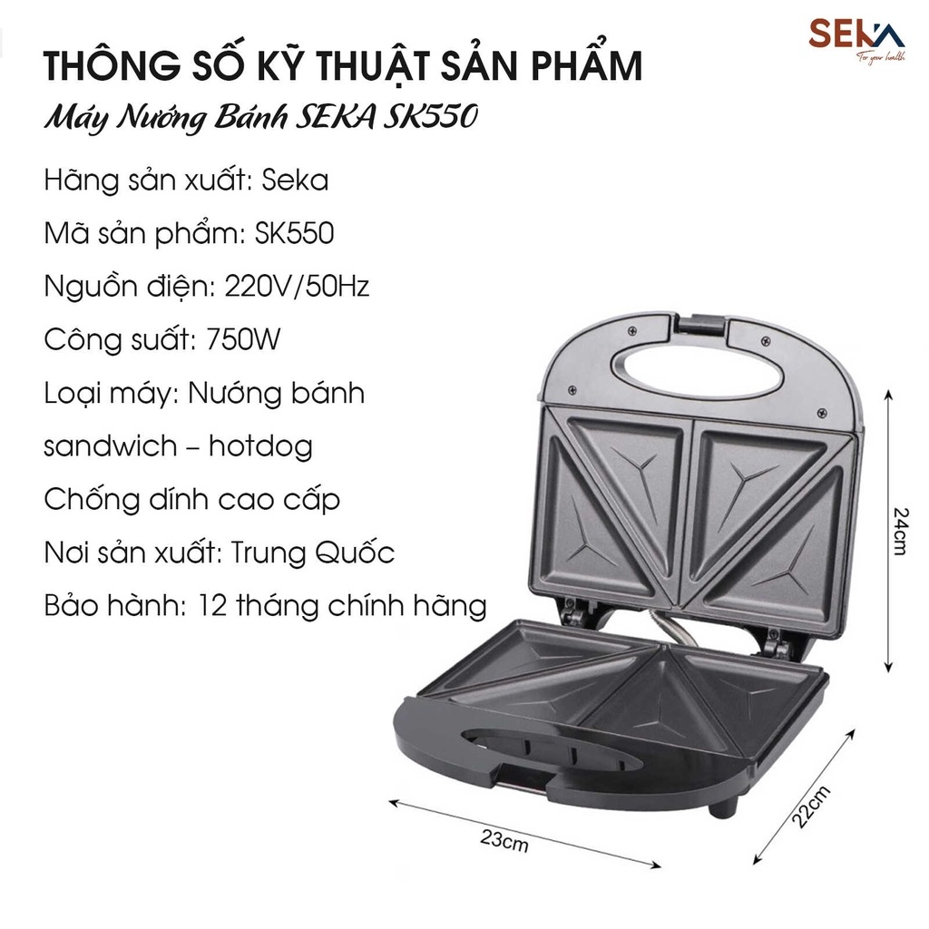 Máy Nướng Bánh Sandwich SEKA SK550 - Hàng Chính Hãng