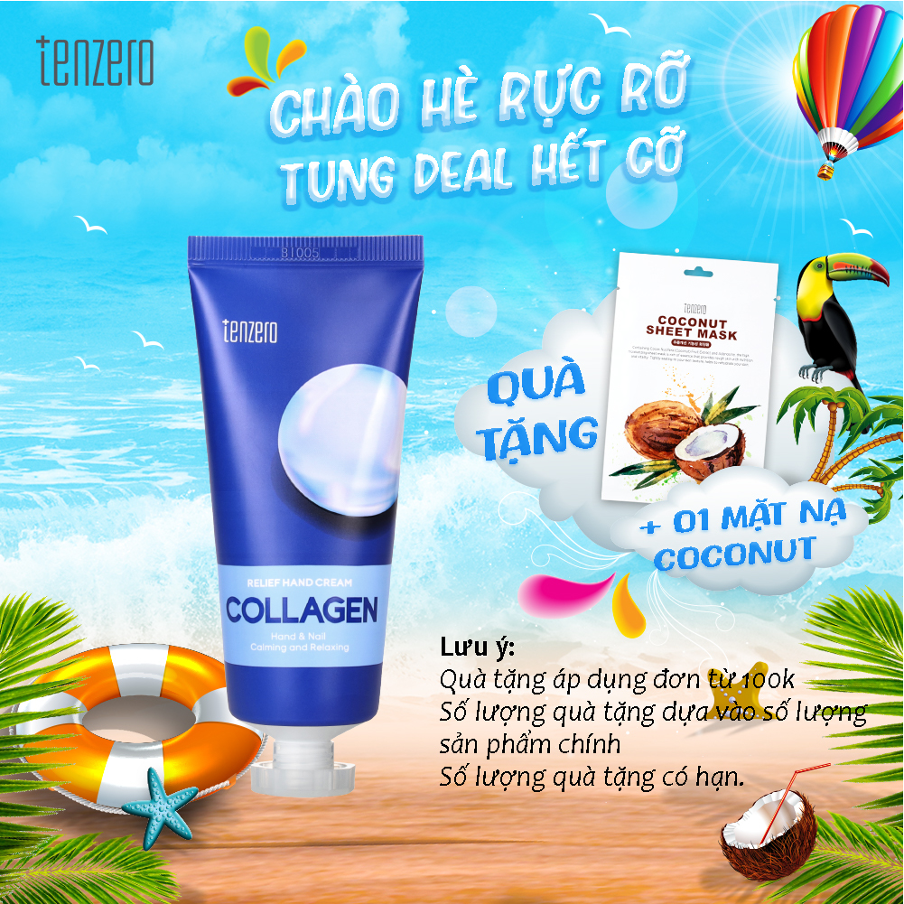 Kem Dưỡng Tay Giảm Nếp Nhăn, Chống Lão Hóa, Sáng Da Collagen Tenzero Relief Hand Cream 100ml