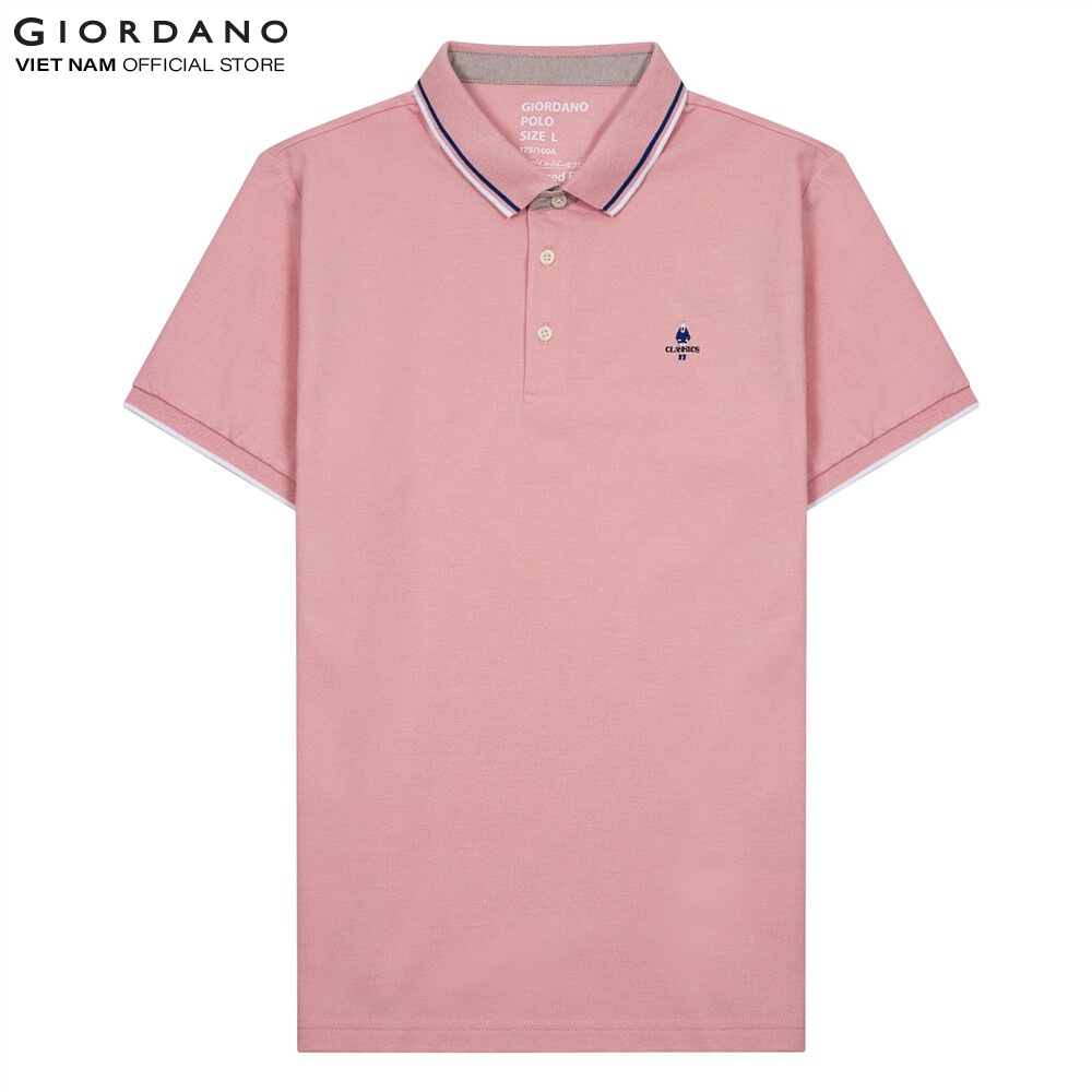 Áo Thun Nam Có Cổ Giordano Classic Polo 01011260 - 49-Hồng - XL