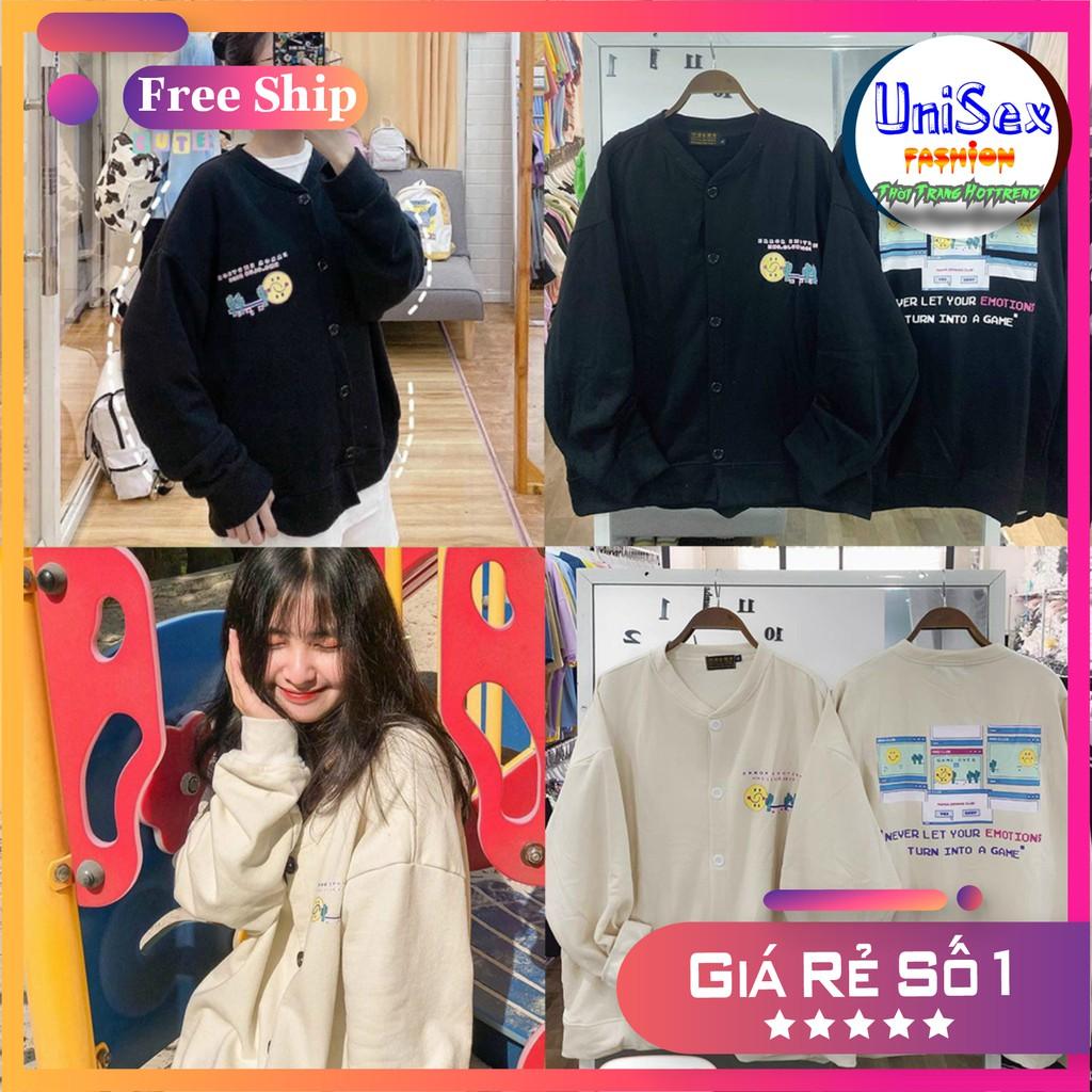 Áo Khoác Unisex Cardigan Hình Mặt Cười Thun Nỉ Ngoại Freesize 65kg AK97