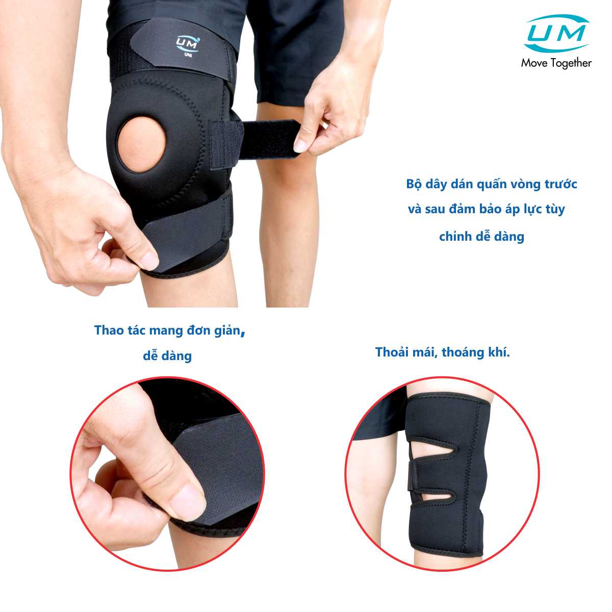Bó gối đai dán có nẹp drytex United Medicare
