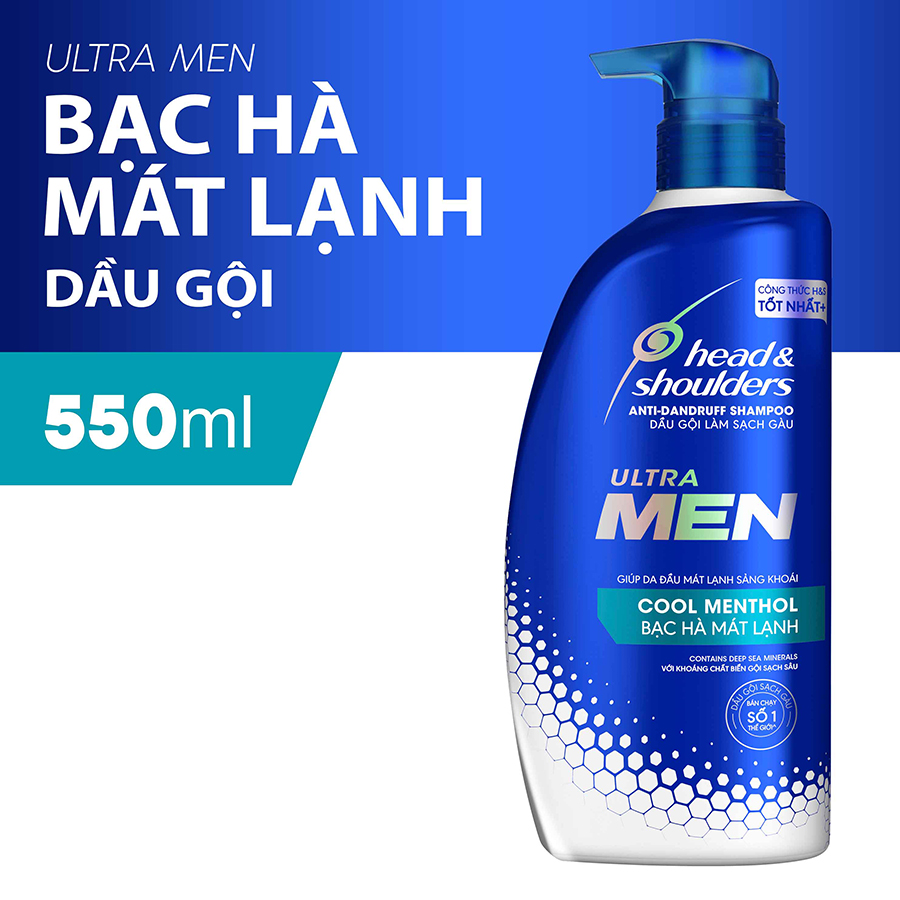 Dầu Gội Head&amp;Shoulders Ultramen Bạc Hà Mát Rượi (550ml)