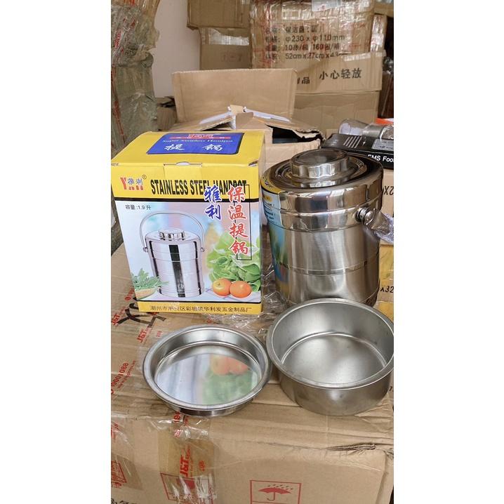 Hộp Cơm Inox Giữ Nhiệt 3 Ngăn 2 Lớp Dung Tích 1.9L - CAMEN INOX 3 TẦNG