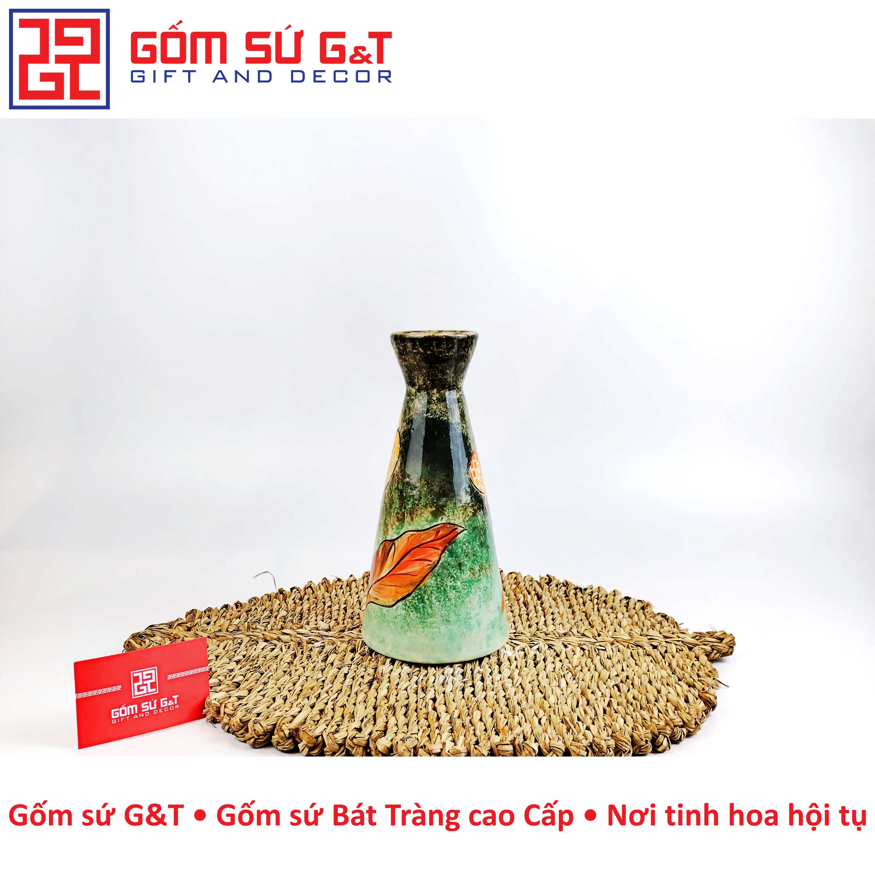 Lọ hoa chân váy bông sen vàng Gốm Sứ G&amp;T