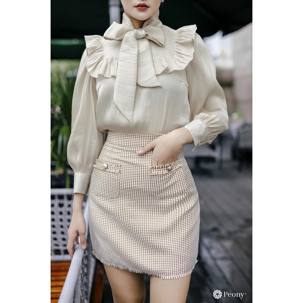 Hình ảnh Chân váy tweed dáng A công sở đẹp, túi 2 bên nữ tính, tôn dáng Peony - JENA SKIRT