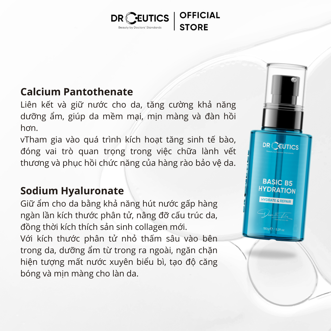 DRCEUTICS Tinh Chất B5 Basic Hydration 5% DrCeutics Cho Da Dầu Mụn - LIMITED VERSION