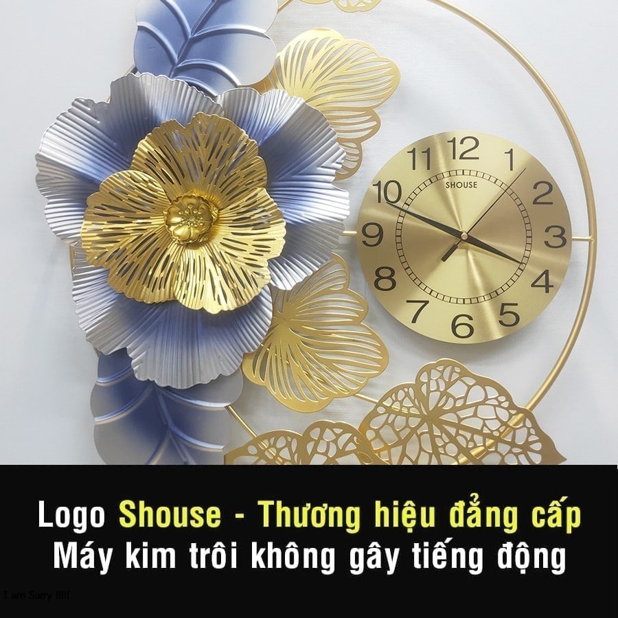 Đồng Hồ Treo Tường Trang Trí Nghệ thuật Kim Trôi Hình Bông Hoa DC225 Nghệ Thuật Cao Cấp Shouse hiện đại 3D kích cỡ lớn đẹp treo phòng khách