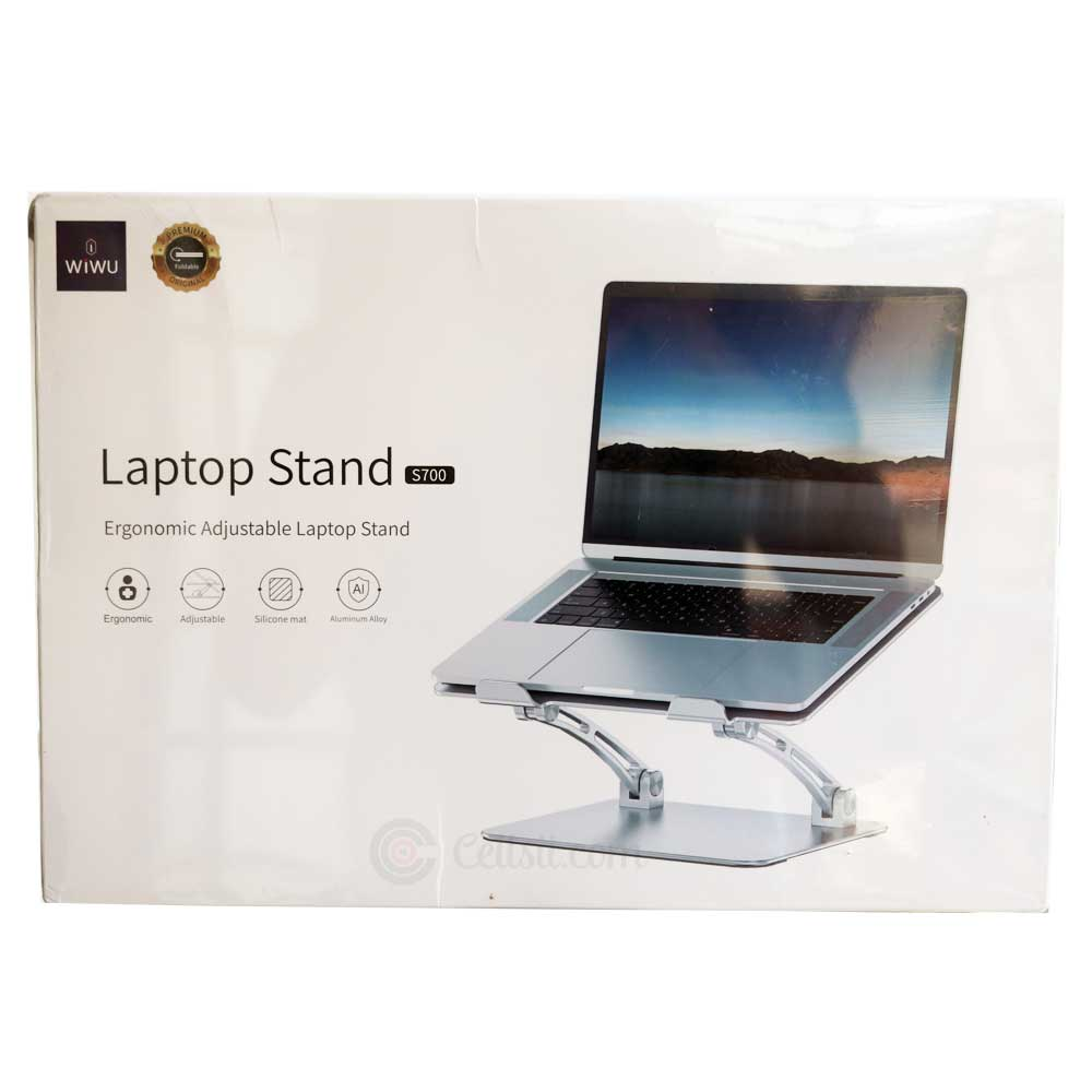 Giá đỡ tản nhiệt cho Macbook Laptop hiệu Wiwu S700 Adjustable Laptop Stand (Laptop 9 inch đến 17 inch giúp tản nhiệt, chất liệu nhôm nguyên khối, thiết kế công thái học chống mỏi cổ khi làm việc) - hàng nhập khẩu