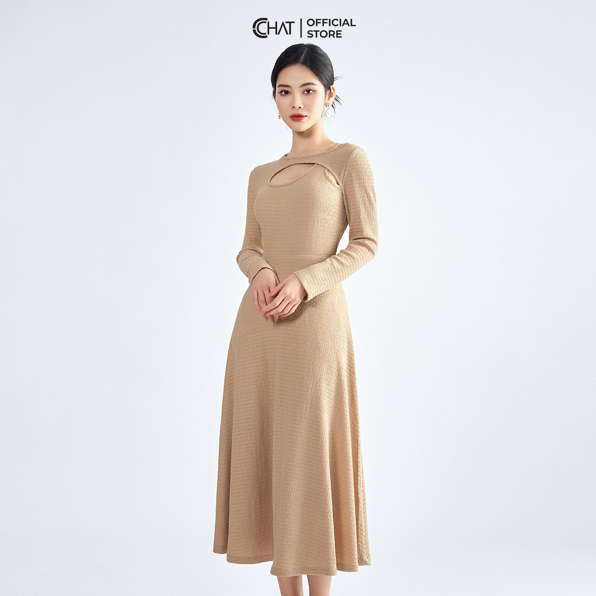 Đầm Nữ Chất Thun Ôm Xòe Xoắn Cổ Phong Cách Thanh Lịch 22VDC2033XT