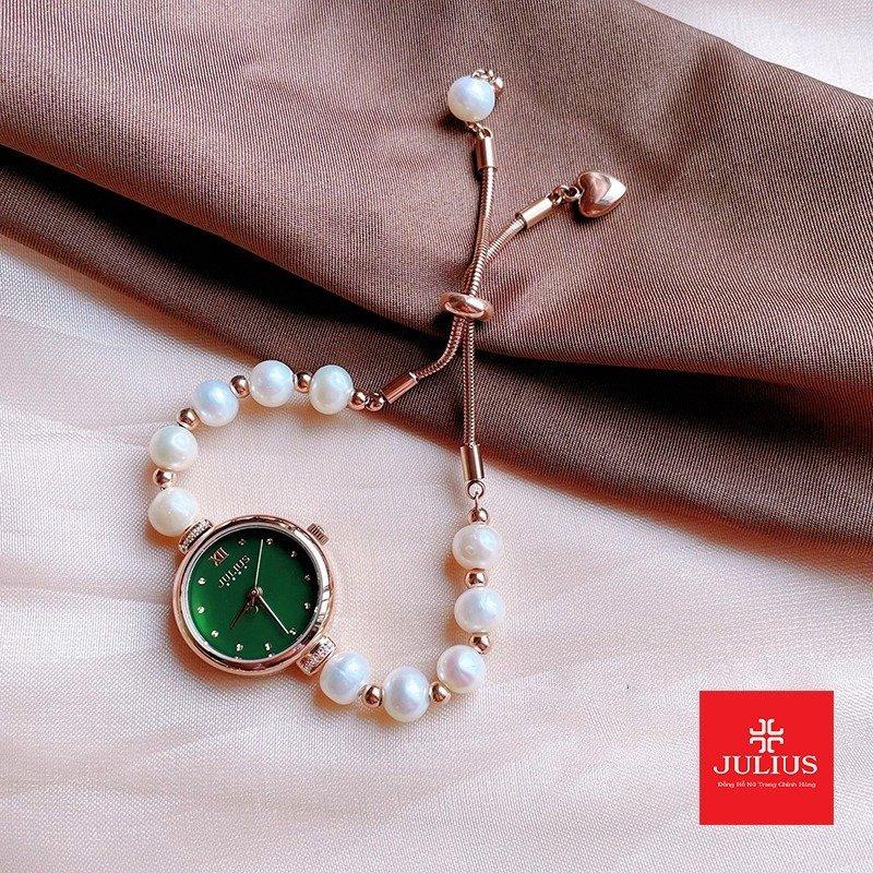 Đồng Hồ Nữ Chính Hãng Julius Cao Cấp Dây Ngọc Trai Chống Nước Kính Khoáng Đường Kính 22mm JA-1346D