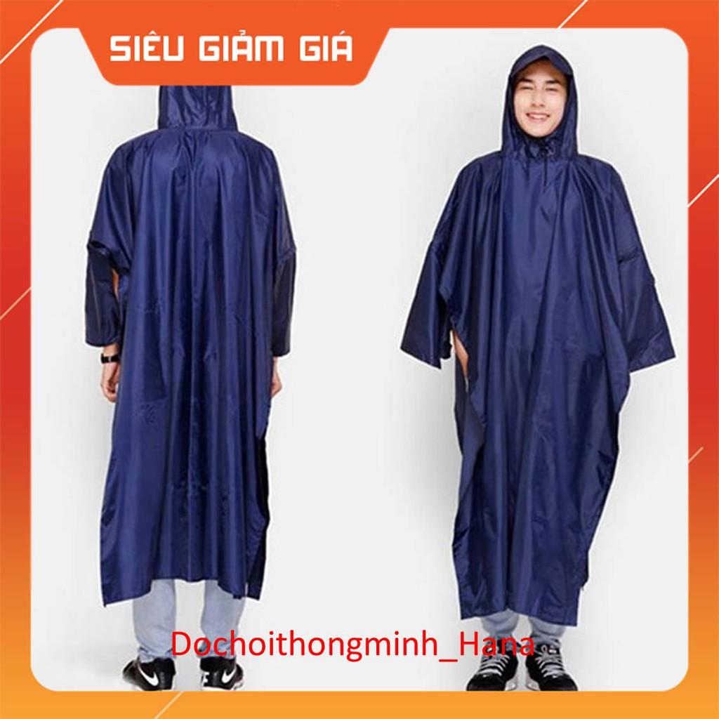 Áo Mưa Vải Dù  Áo mưa người lớn, Dạng cánh dơi xẻ tà cài núc, Vải dù siêu bền,không họa tiết.
