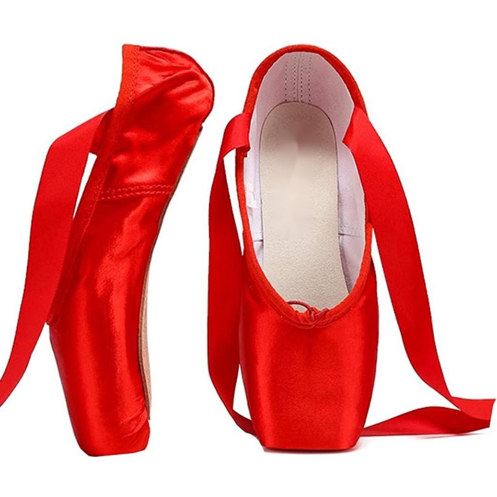Ballet Shoes Professional Dance Shoes Adult Pointe Slippers Lace Up 34-43 Red 34