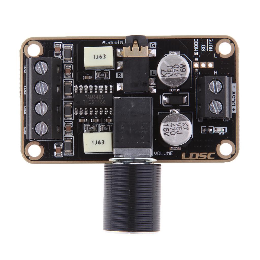 5V PAM8406 2*5W Dual Channel Stereo Class Digital Amplifier Board Black