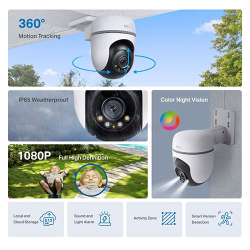 Camera ngoài trời TP-Link Tapo Outdoor Pan/Tilt Home Security Wifi 1080p Full HD TC40 - Hàng chính hãng