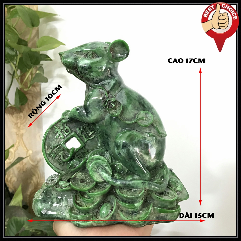 Tượng linh vật phong thủy con Chuột trang trí phong thủy bàn làm việc  - Chiều Cao 17cm - Màu xanh lục bích