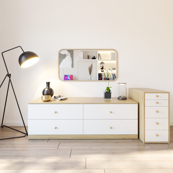 MORA, Tủ lưu trữ đổ dùng 2 tầng 4 ngăn kéo DRA_265, 160x47x53cm