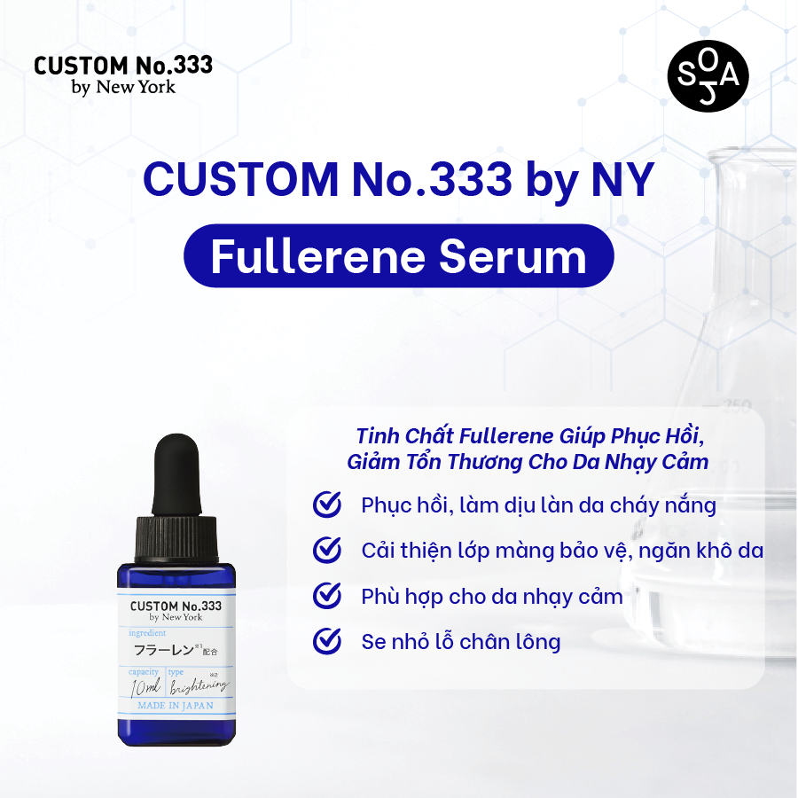 Tinh Chất Fullerene Custom No.333 by NY Giúp Phục Hồi, Giảm Tổn Thương Cho Da Nhạy Cảm Fullerene Serum 10mL