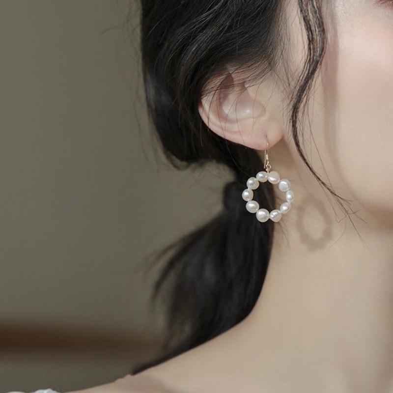 Bông Tai Bạc 925 Mạ Vàng Hạt Ngọc Trai Thật Nước Ngọt 4ly - Trường Thịnh Ngọc Trai