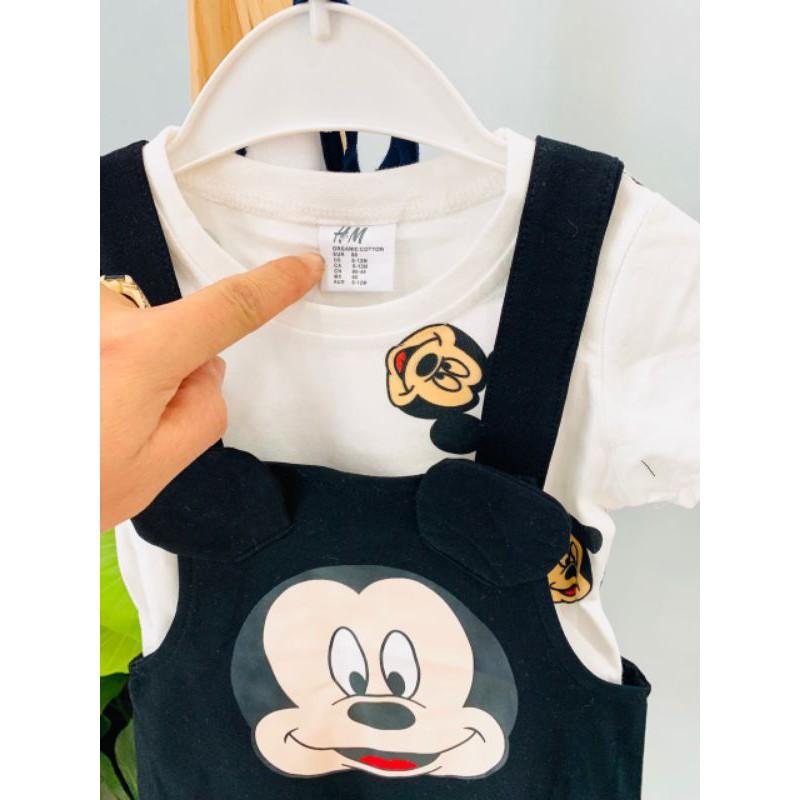 Set yếm kèm áo Mickey bé trai bé gái từ 12M-6Y