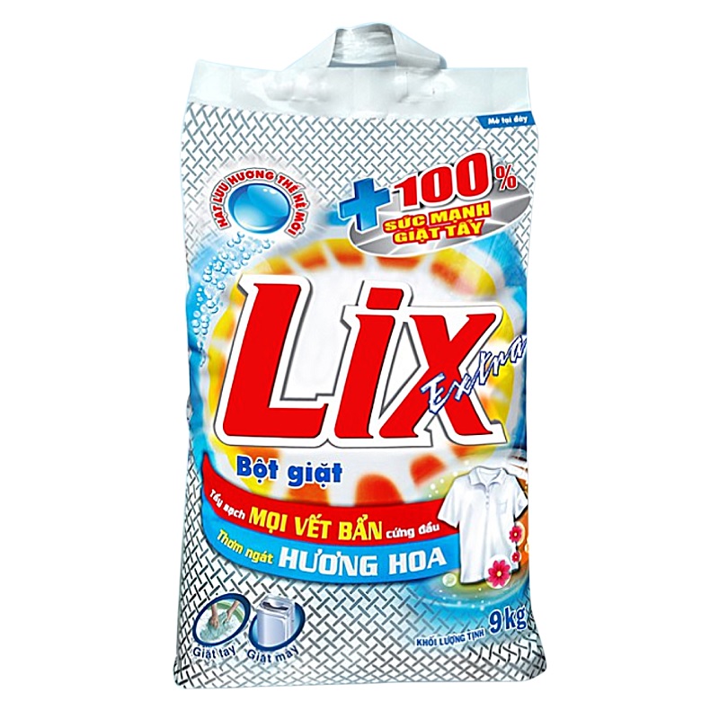 Bột Giặt Lix Extra Hương Hoa 9Kg EB010 - Tẩy Sạch Vết Bẩn Cực Mạnh