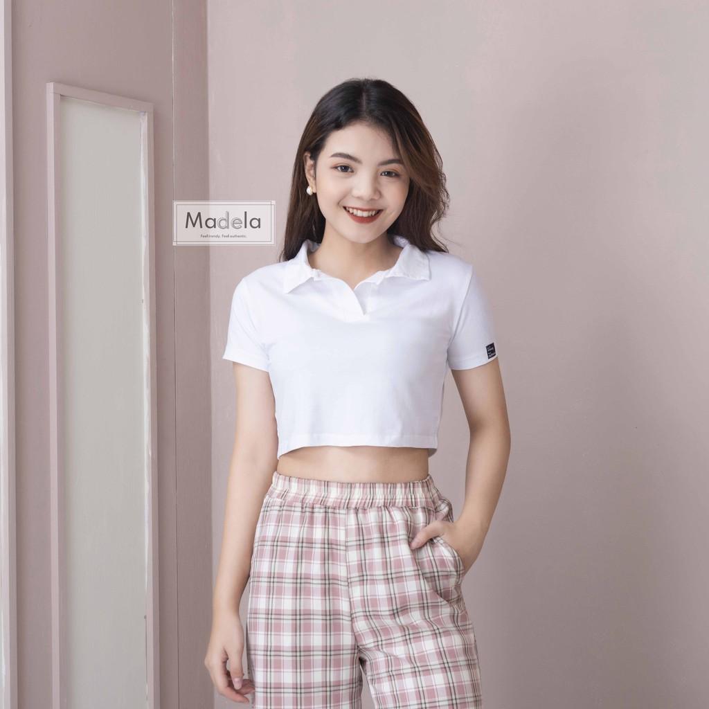 Áo croptop Polo nữ tay ngắn MADELA , vải mềm mịn thoáng mát, co giãn tốt, form rộng trẻ trung năng động- ACTN01