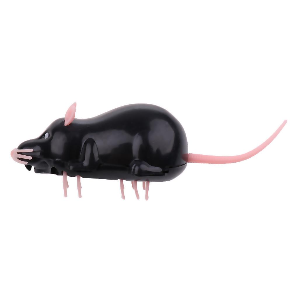 Funny Electric Running Mouse Rat Move Tail Cat Kitten Interactive Toy Black
