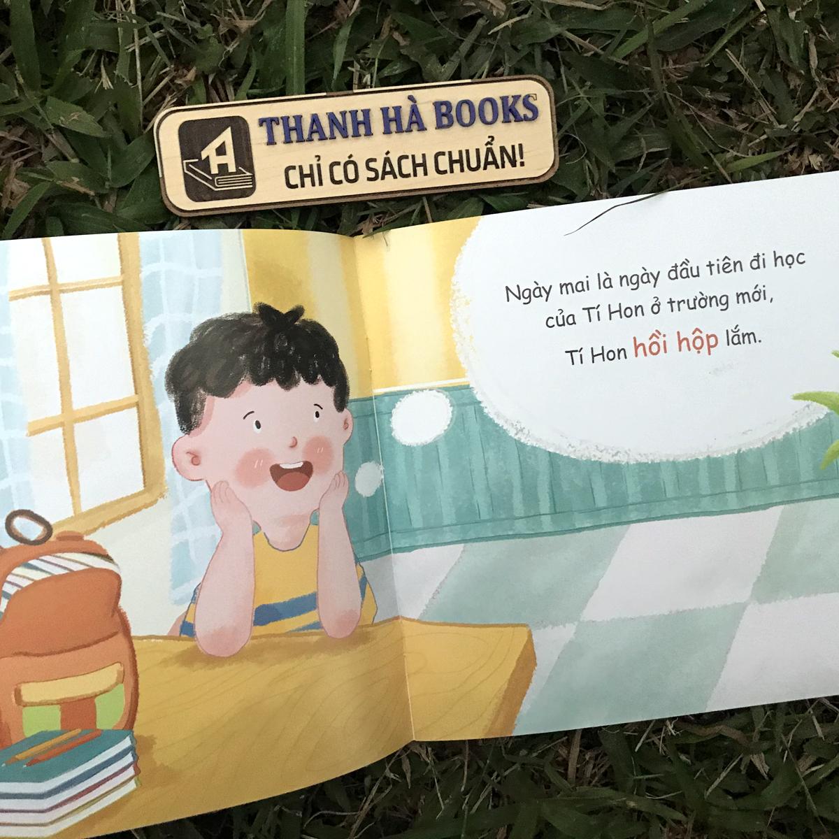 Sách Cảm xúc của con - Combo 4 cuốn, lẻ tùy chọn: Những nỗi buồn nhỏ + Hồi hộp ra trò + Háo hức lắm đó + Những niềm vui to (Tặng kèm Sticker) - Dòng sách đọc to cho bé 0 - 6 tuổi - Thanh Hà Books