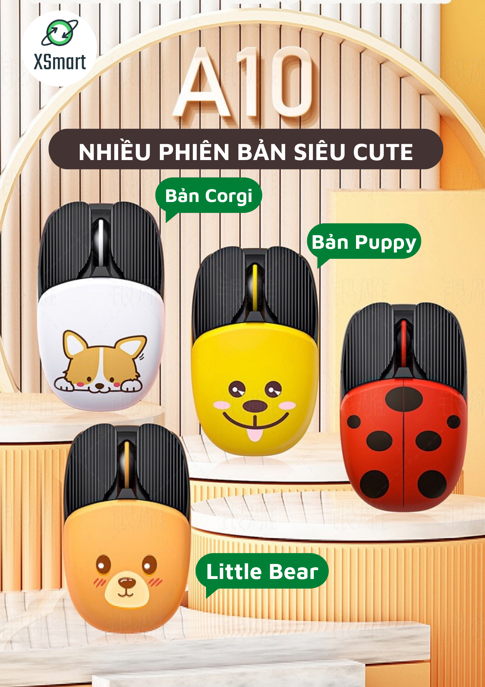 Chuột Bluetooth Không Dây A10 Hình Chibi Siêu Cute, Sử Dụng Pin Sạc Dùng Văn Phòng Tiện Lợi, Chơi Game Điện Thoại, Máy tính, PC-Hàng Chính Hãng