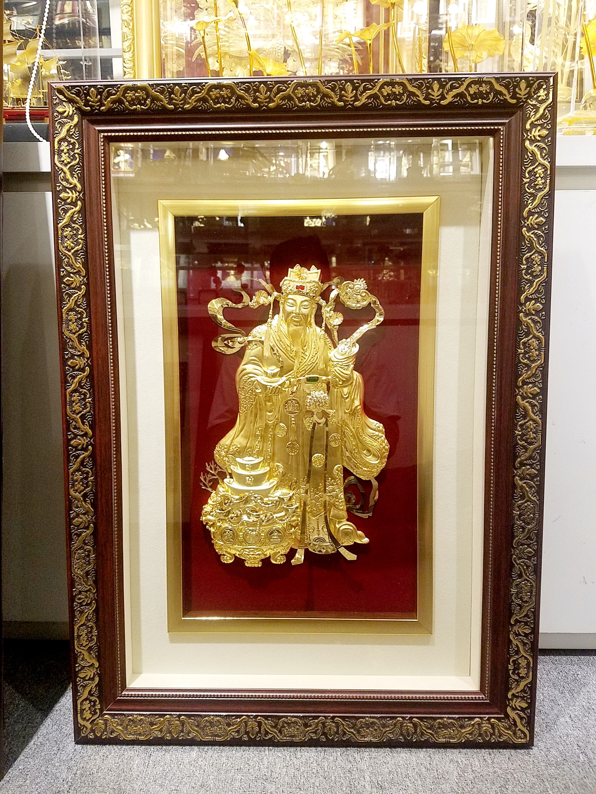 Tranh Ông Lộc dát vàng (40x65cm) MT Gold Art- Hàng chính hãng, trang trí nhà cửa, phòng làm việc, quà tặng sếp, đối tác, khách hàng, tân gia, khai trương