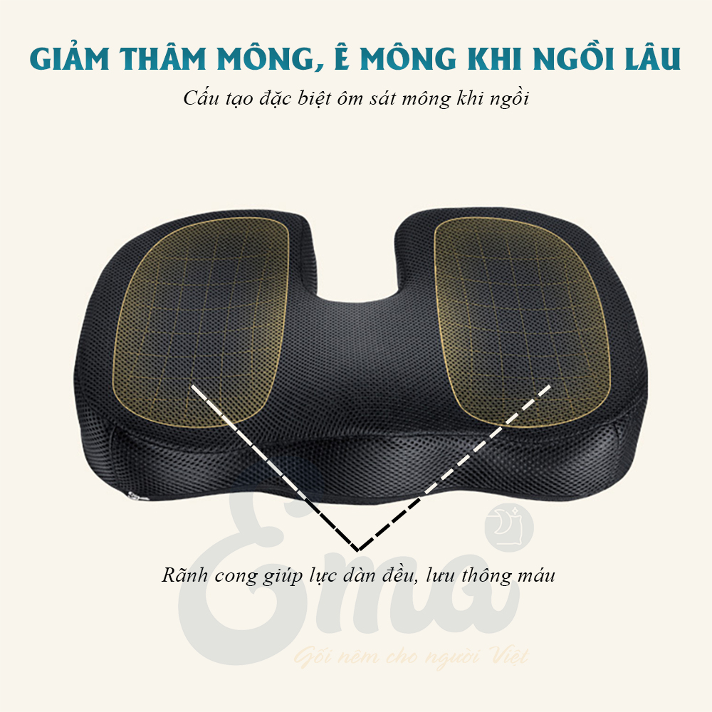 Đệm ngồi chống đau xương cụt, ê mông, thâm mông, xệ mông cho dân văn phòng, lái xe, học sinh