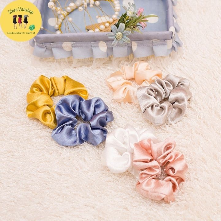 Dây buộc tóc vải scrunchies dễ thương phụ kiện thời trang nữ, cột tóc phong cách Hàn Quốc đáng yêu -storevanshop CT0001