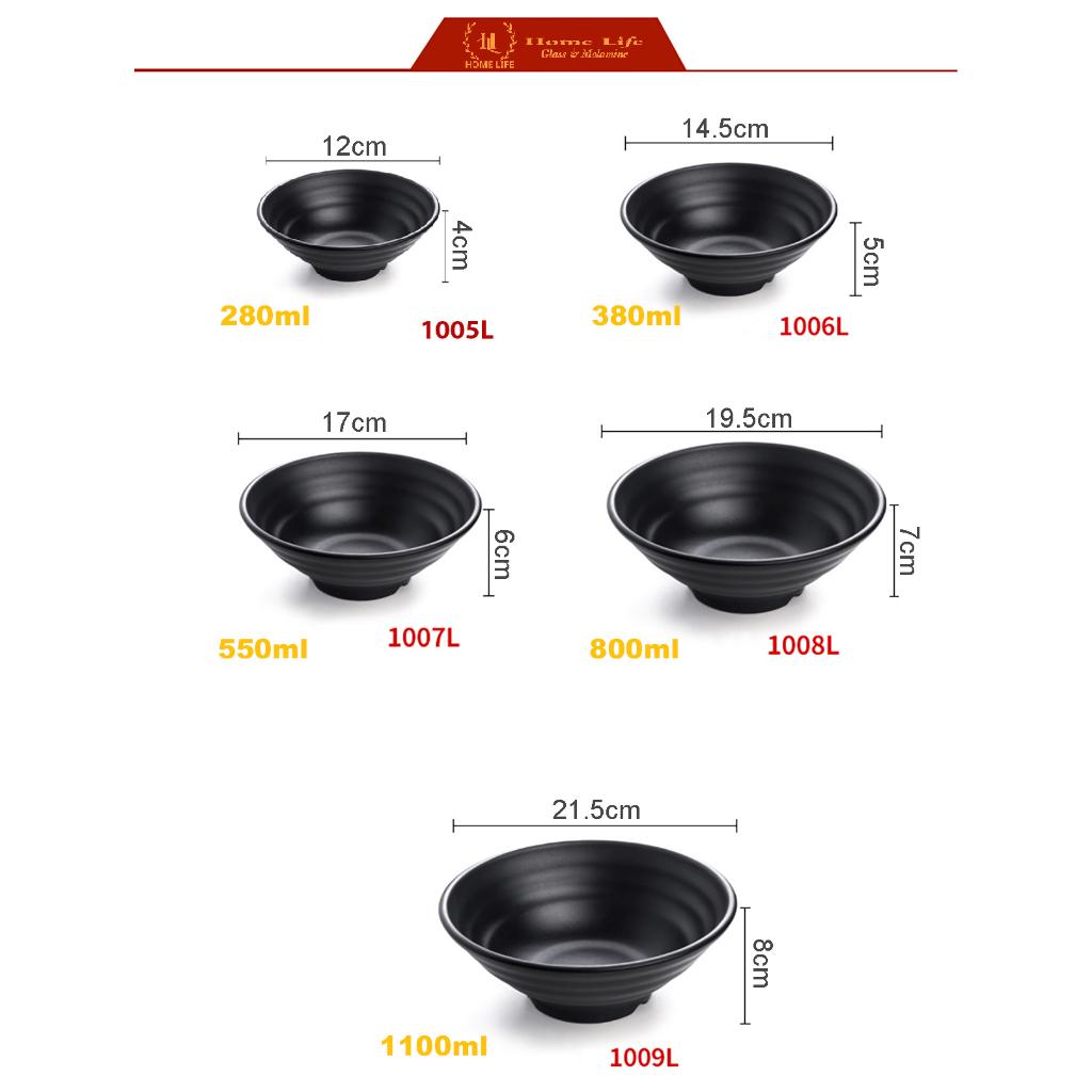 Tô loe đen | Bát Melamine đen nhám hàng nhập khẩu | Tô loe chuyên dụng cho nhà hàng cao cấp Melamine A5 | BÁT ĐỰNG CHÈ