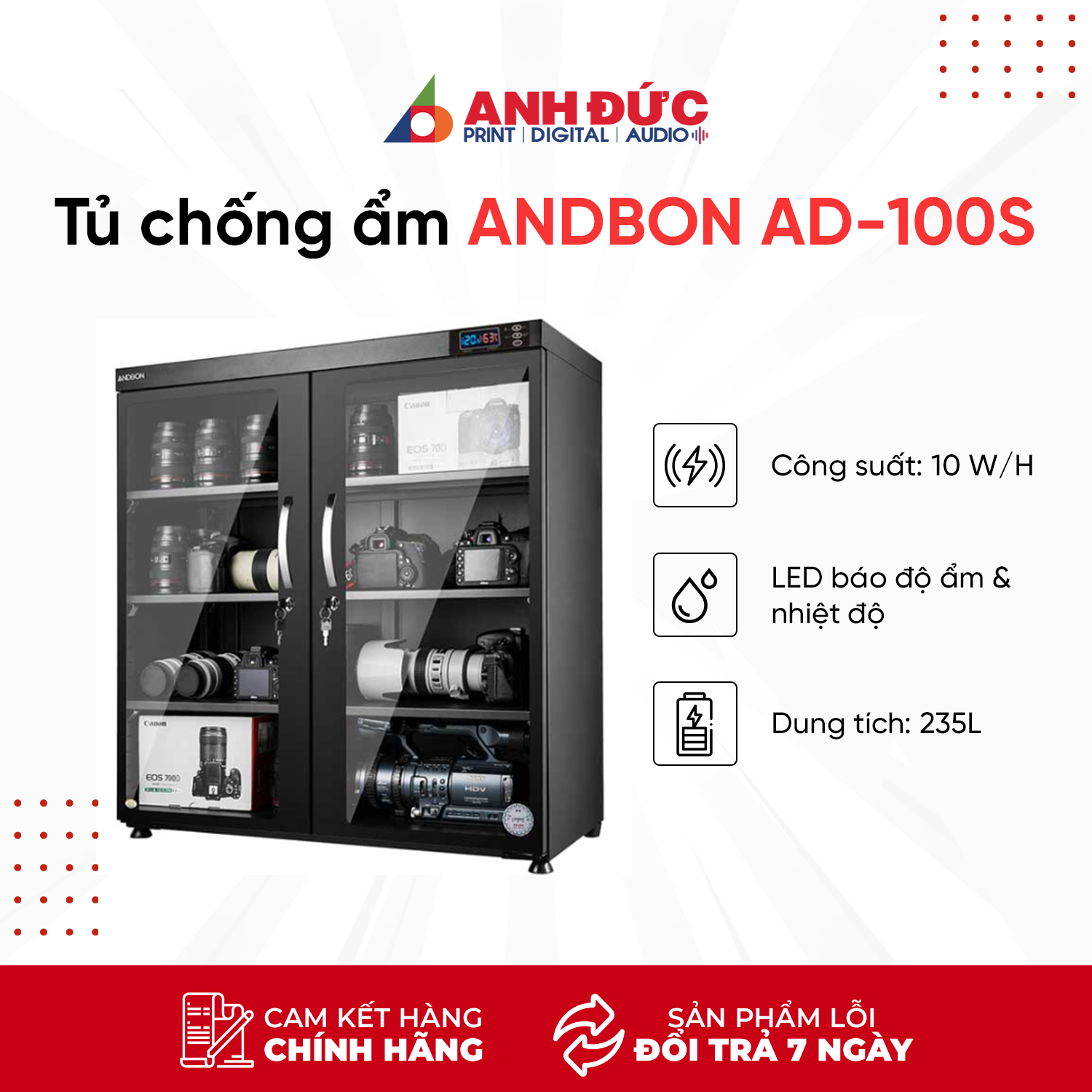 Tủ Chống Ẩm ANDBON AD-250S (235 lít) - Hàng Chính Hãng